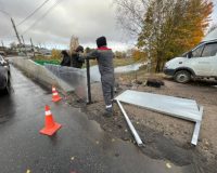 В Иванове установлены пять грязезащитных экранов на дороге