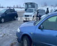 В городе Рязани маршрутное такси протаранило десять легковых автомобилей