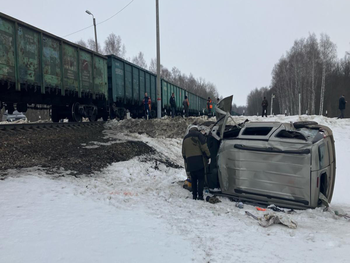 В Рязанской области в Ухоловском районе легковушка столкнулась с грузовым поездом