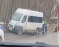 В городе Рязани по Окскому проезду маршрутка врезалась в дерево