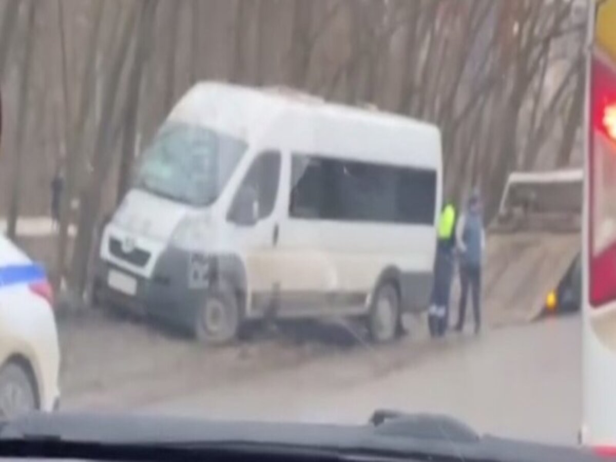 В городе Рязани по Окскому проезду маршрутка врезалась в дерево