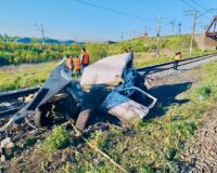 поезд столкнулся с Нивой