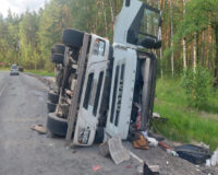 В Рязанской области на трассе перевернулся грузовой автомобиль