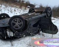 В Ивановской области иномарка улетела в кювет и перевернулась
