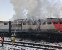 В Тульской области на станции Турдей загорелся поезд со щебенкой