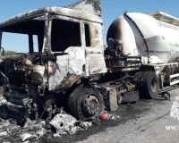 В Рязанской области в Сараевском районе на ходу загорелся грузовик