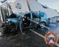 В Тульской области фургон «Почты России» перевернулся после аварии